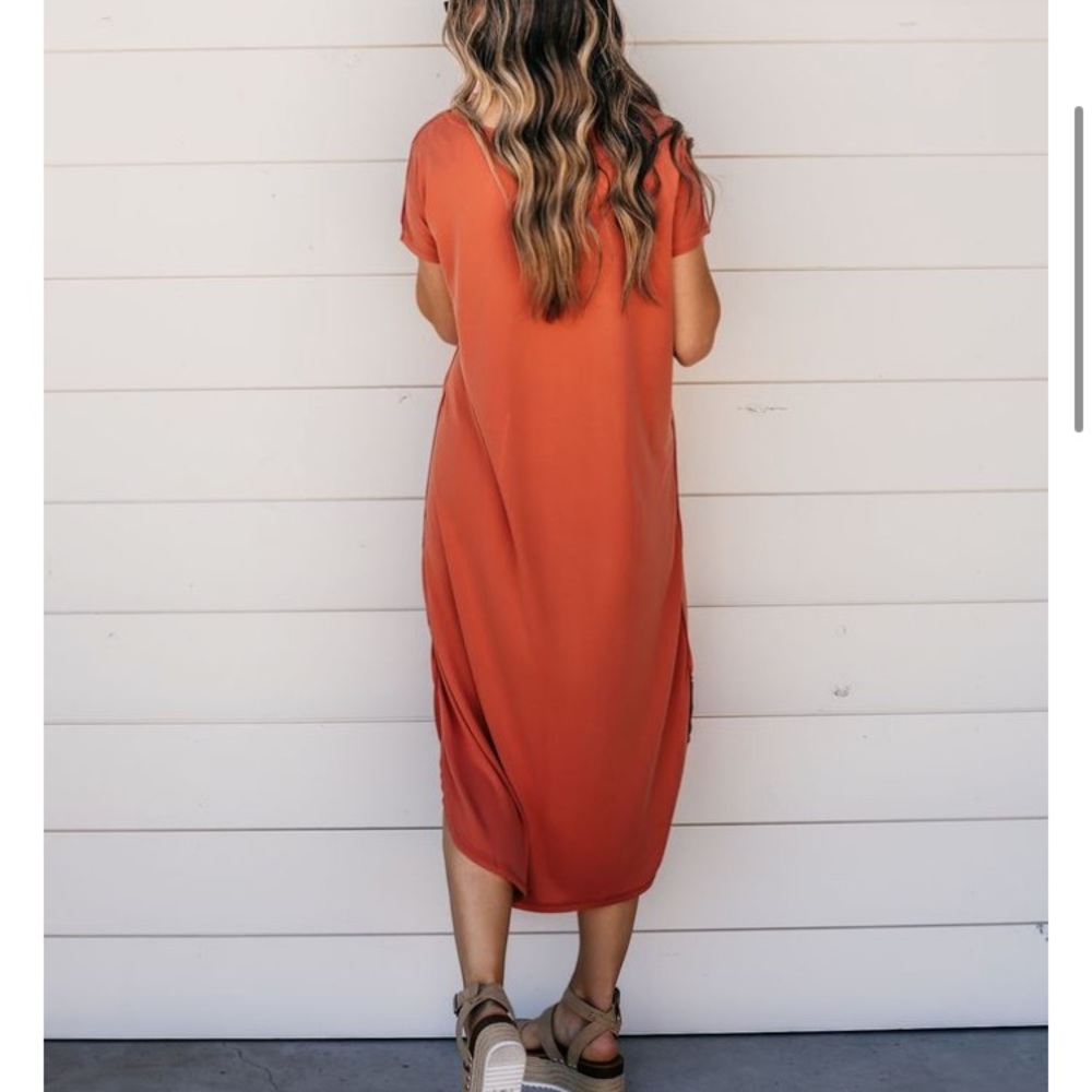 Thriving Raw Edge Knit Dress Terra Cotta Ruthie - Picture 4 of 5